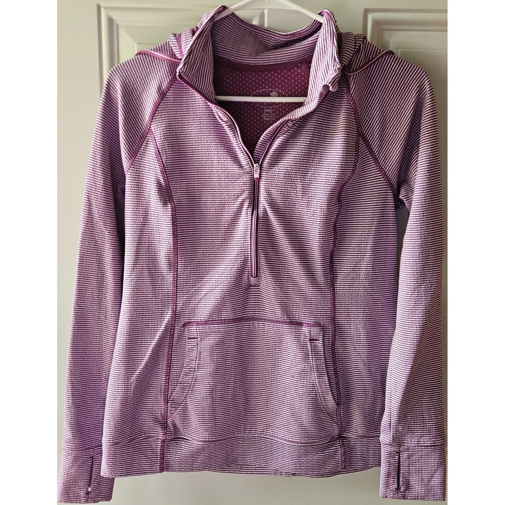 Tangerine Womens Medium‎ Deep Raspberry Striped Half Zip Pullover Hoodie...